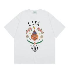 Casablanca "Casa Way" Architectural & Floral T-Shirt - White