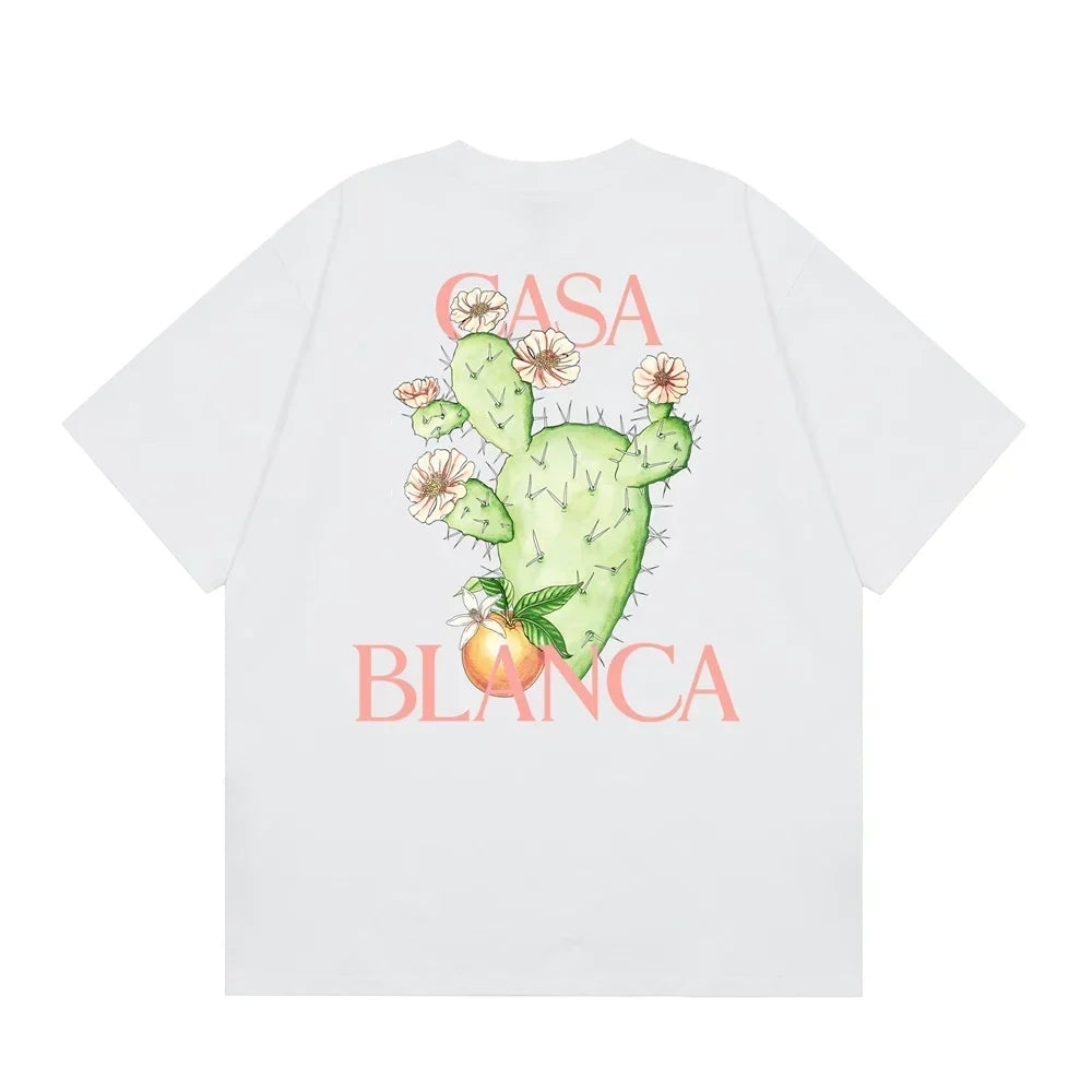 Casablanca Blooming Cactus Back Graphic T-Shirt - White