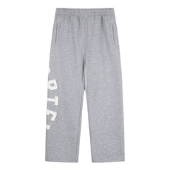 Grey Graphic Straight-Leg Sweatpants | Minimalist Streetwear Pants with Side Letter Detail